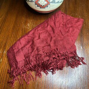 Maroon Extra Wide Fringe Long Lightweight Scarf